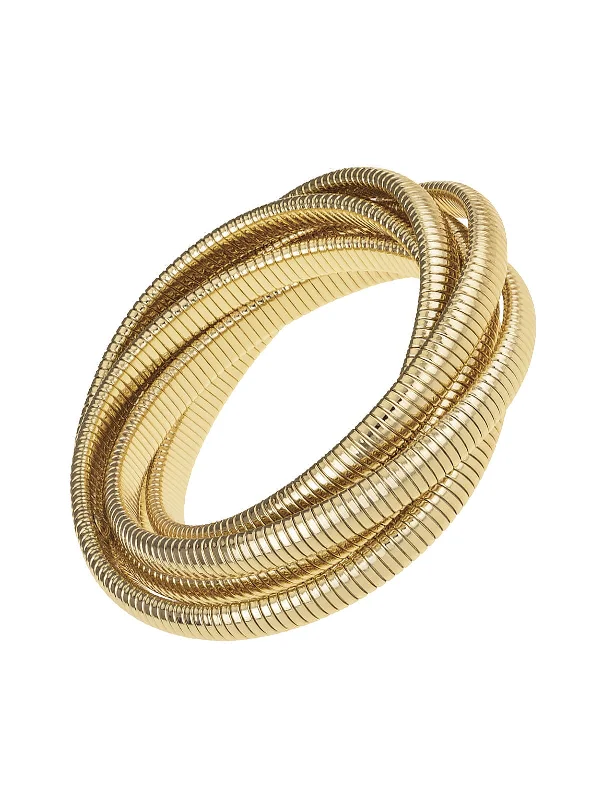 Six Cobra Yellow Gold Plated Bracelet