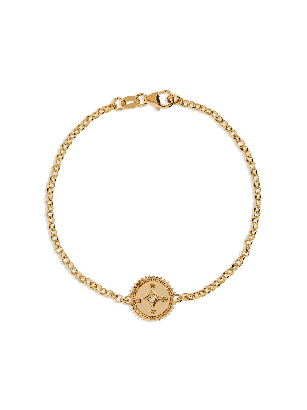 Internal Compass Yellow Gold Stationary Bracelet