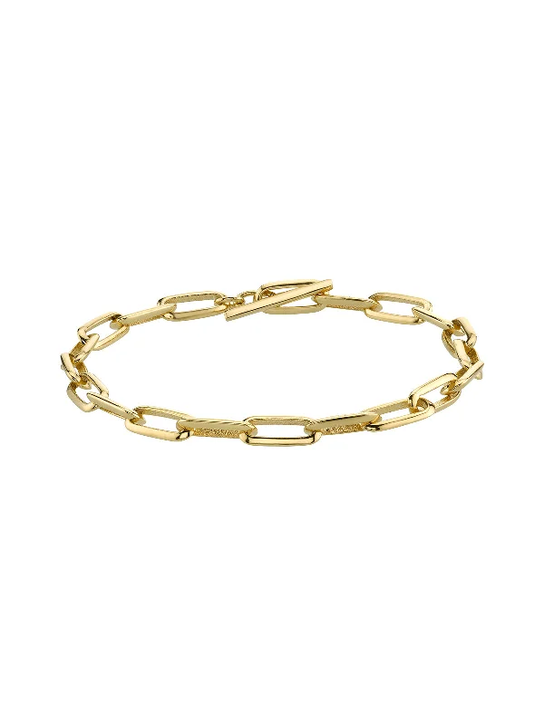 Knife Edge Oval Link Yellow Gold Bracelet