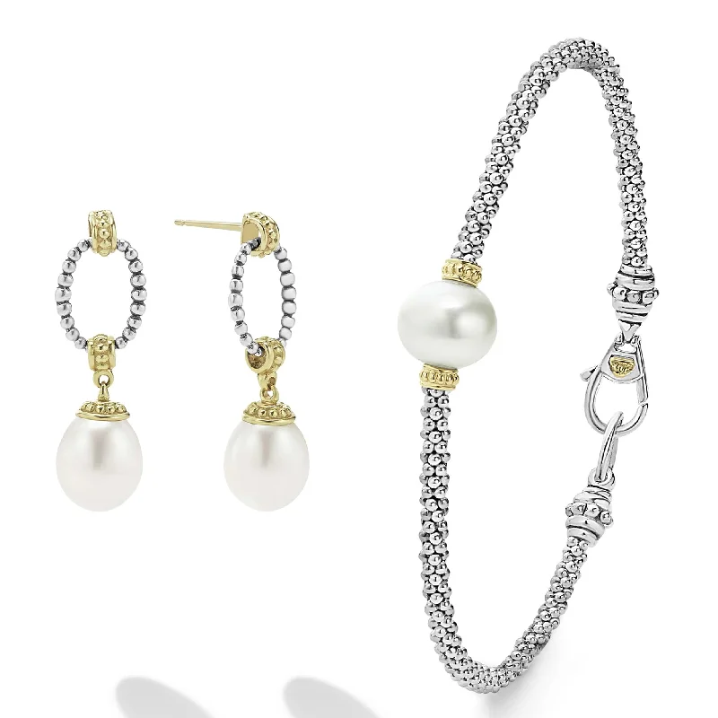 Luna Pearl Earrings and Bracelet Gift Set