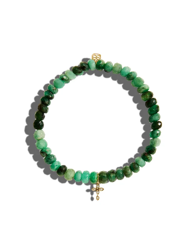 Marquise Eye Cross on Shaded Emerald Beaded Bracelet