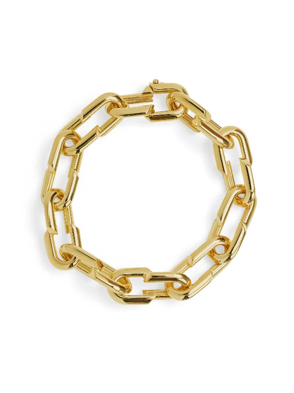 Medium Strong Hearts Love Link Yellow Gold Bracelet