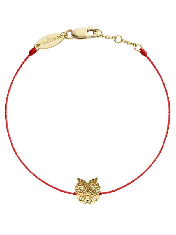 Mini Ryu Dragon Red String Yellow Gold Bracelet