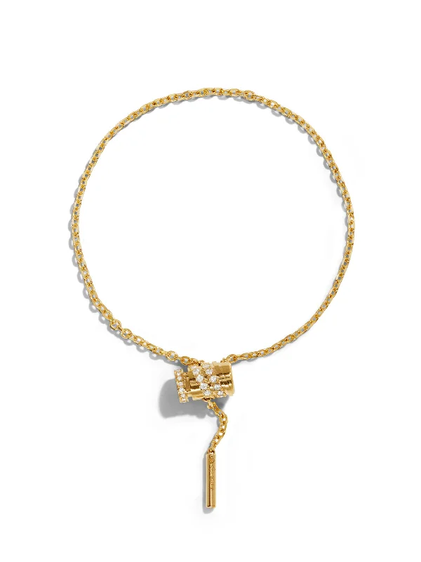 Pavéd Mini Latch Yellow Gold Bracelet