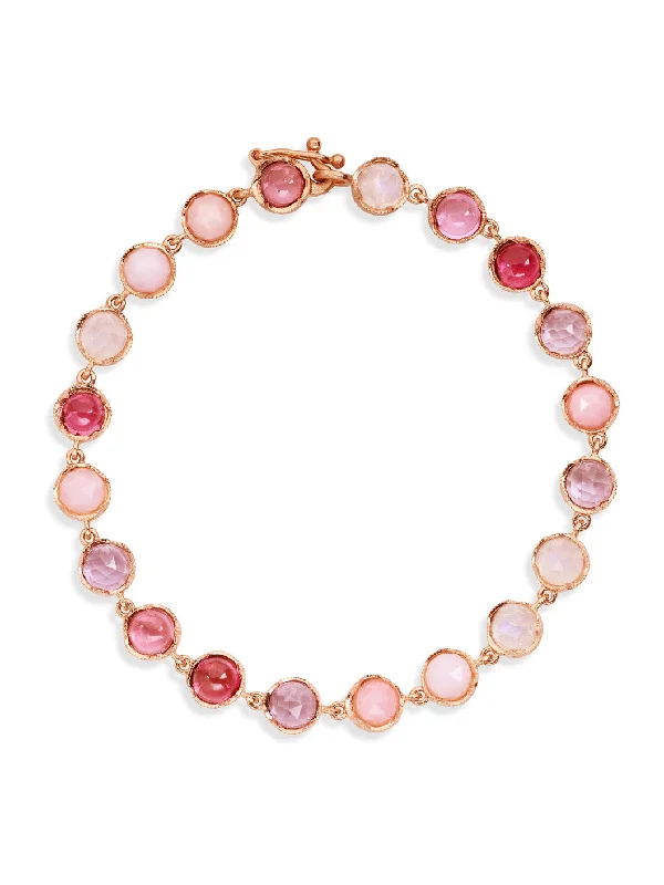 Pink Multi Small Classic Link Mixed Rose Gold Bracelet