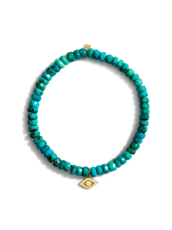 Pure Evil Eye on Turquoise Beaded Bracelet