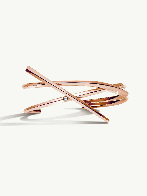 Pythia Serpentine Twist Brilliant-Cut White Diamond Cuff Bracelet in 18K Rose Gold