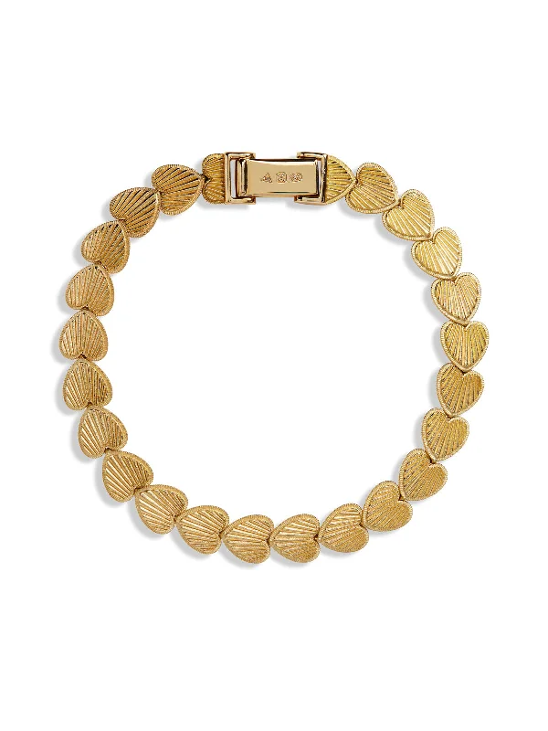 Small Love Heart Token Yellow Gold Bracelet