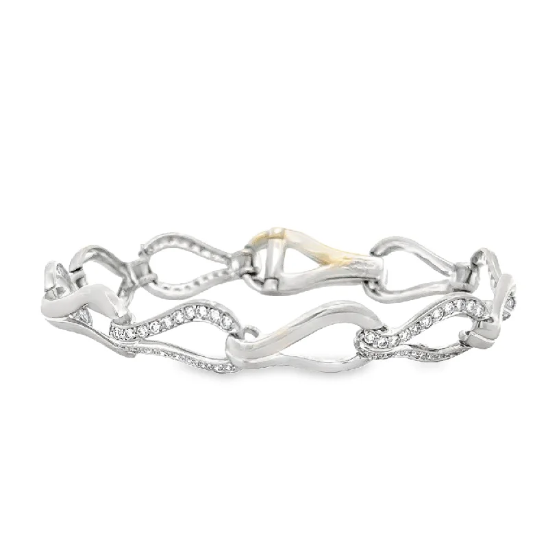 Tear Drop Shape Diamond Bracelet in White Gold