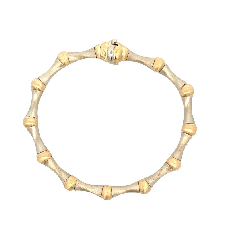 Two Tone Spiral Bracelet in Brushed 14k Gold