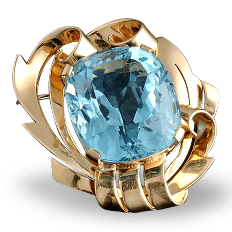 Aquamarine Brooch, 50.67 Carats