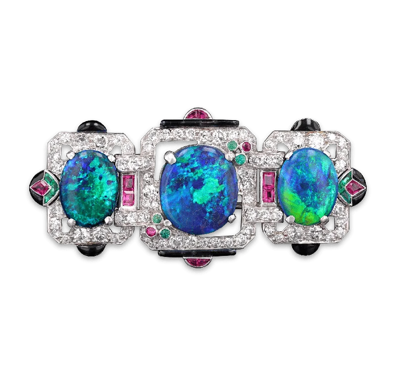 Art Deco Black Opal Brooch