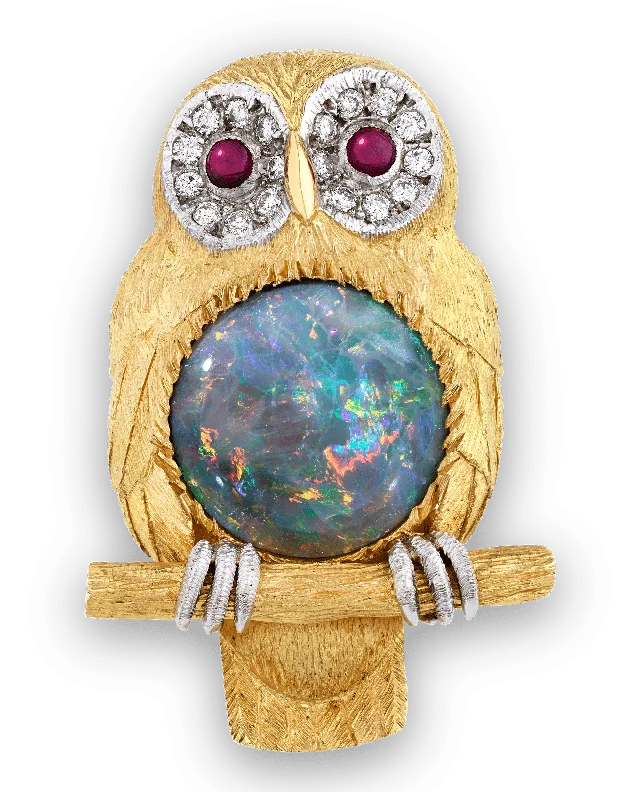 Black Opal Owl Pin