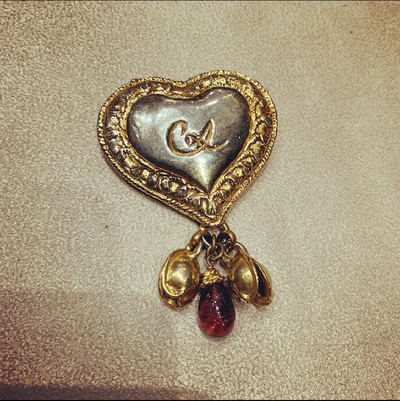 Christian Lacroix Heart charm brooch