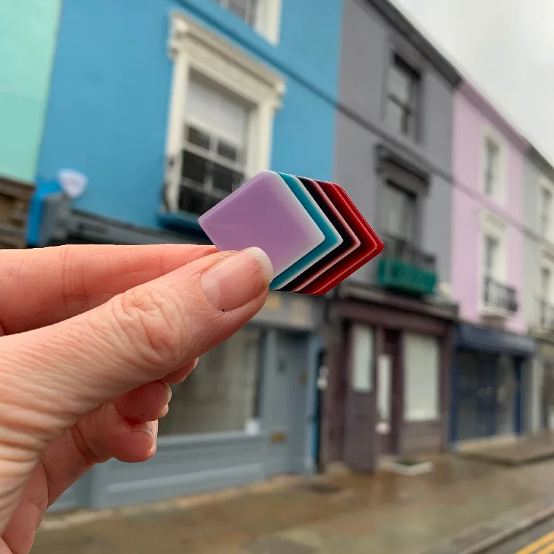 Lea Stein Vintage Original multi coloured  1970s geometric brooch