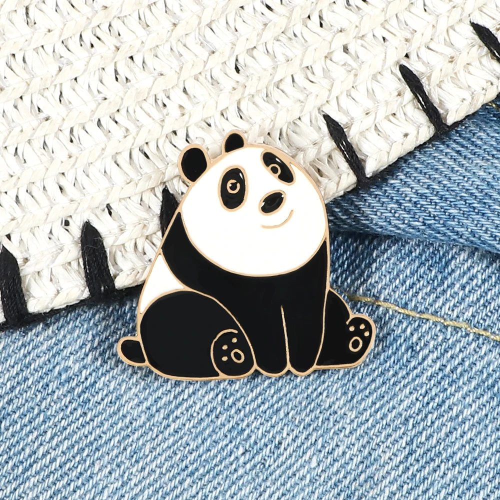 Cute Panda Enamel Pin - Funny Cartoon Animal Brooch, Clothes Lapel Pins, Jewelry for Kids