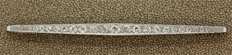 Edwardian Diamond Platinum Bar-Pin Brooch