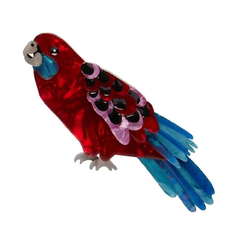 Erstwilder Everything’s Rosie Rosella bird brooch