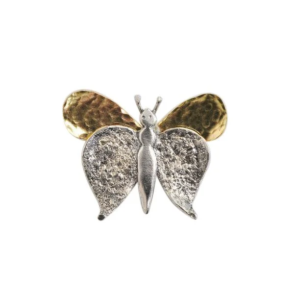 Gold Vermeil Sterling Silver Textured Butterfly Brooch