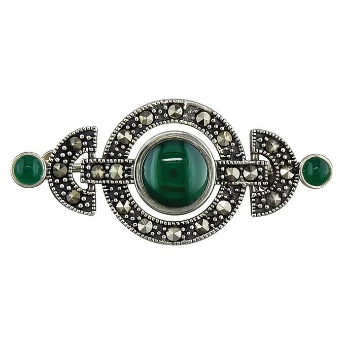 Green Marcasite Brooch