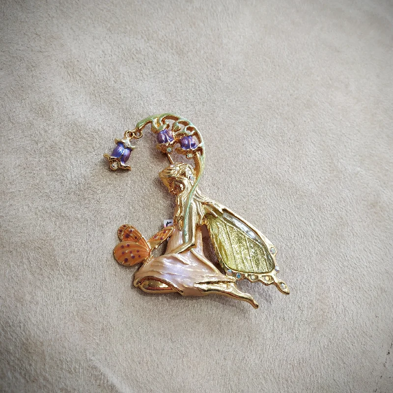 Kirks Folly Brooch Bluebell fairy Butterfly