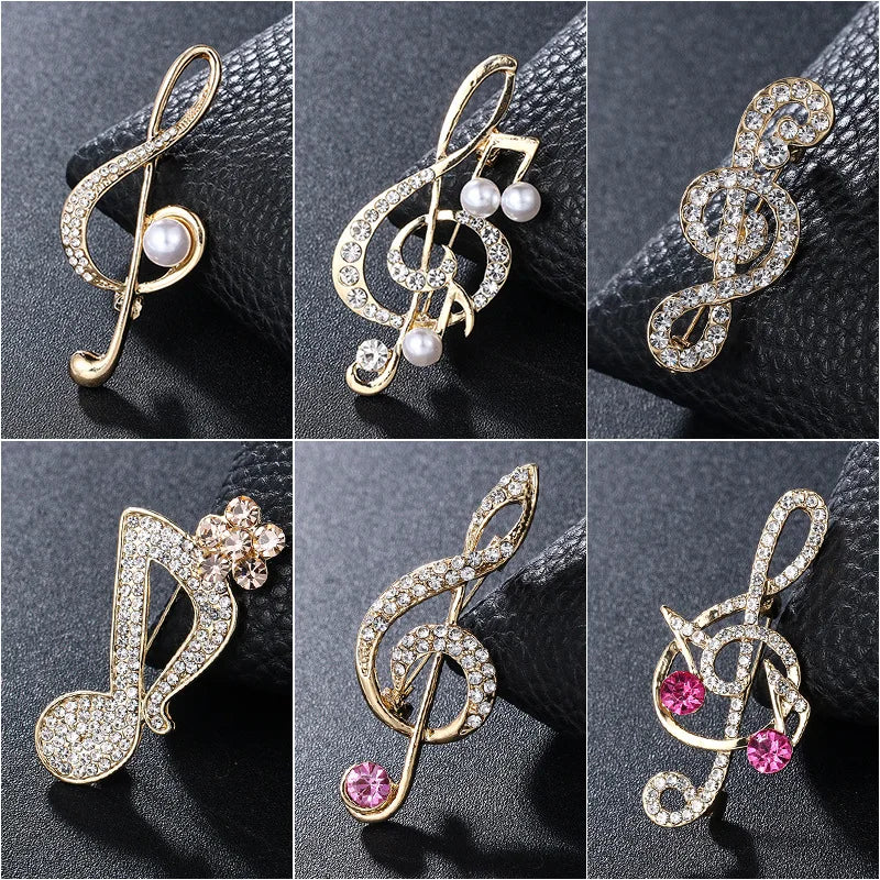 Brooches  Musical Fashion Metal Scarf Buckle Badge Lapel Pin Luxury Jewelry Brooches for Women Accessories