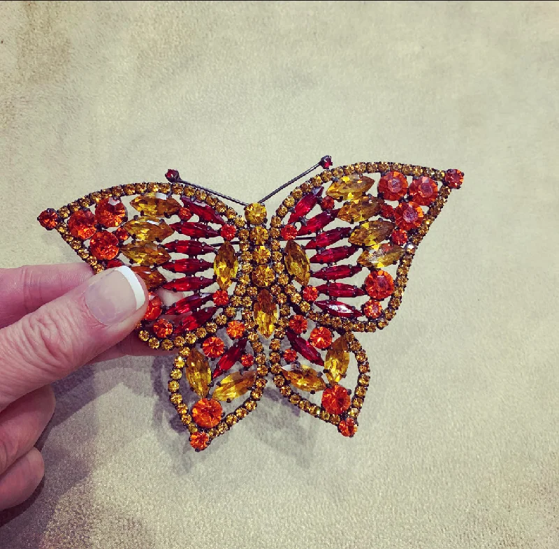 Large statement amber butterfly brooch by Cristobal