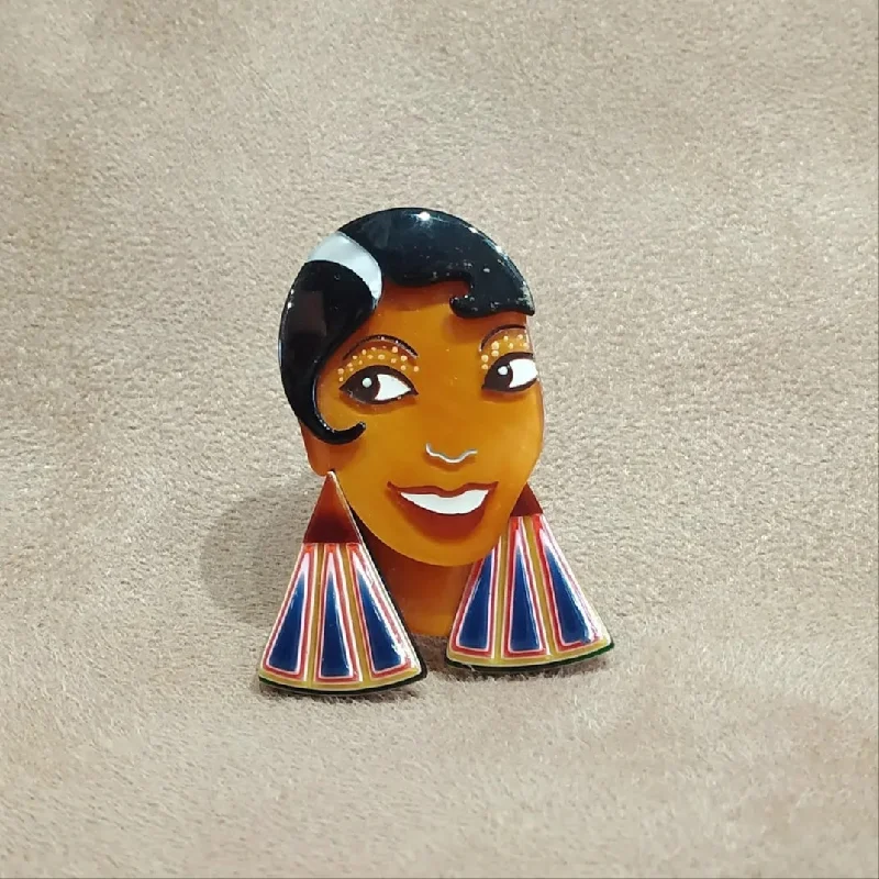 Lea Stein Indian Deco Lady brooch