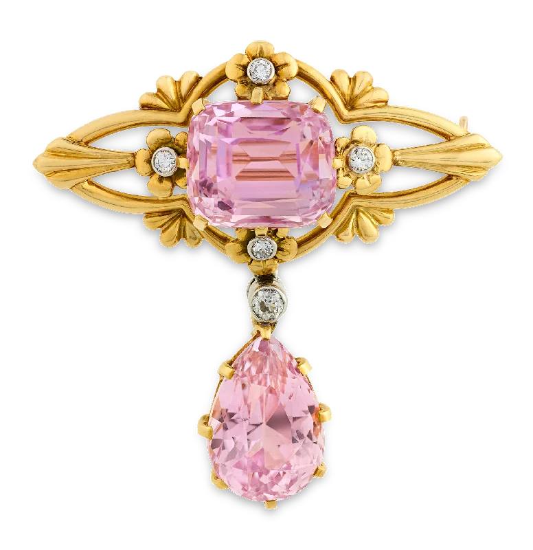 Louis Comfort Tiffany Kunzite Brooch, 17.25 Carats