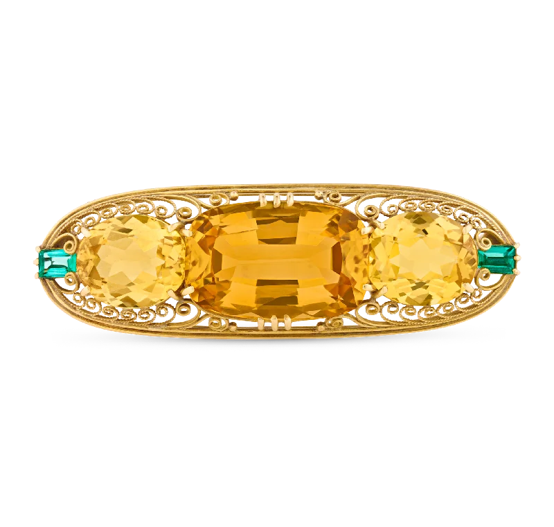 Louis Comfort Tiffany Topaz Brooch, 27 carats