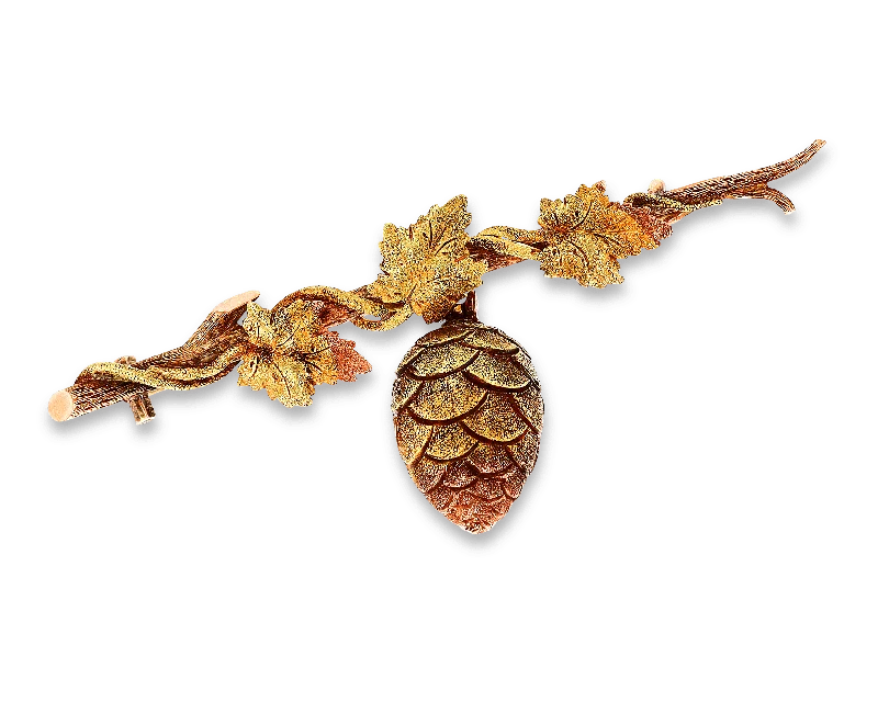 Multicolor Gold Pine Cone Brooch