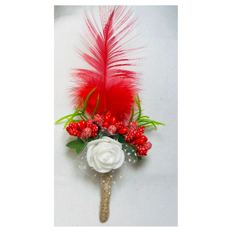 Multicolor Faux Feather Flower Brooch