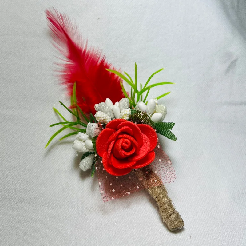 Multicolor Faux Feather Flower Brooch