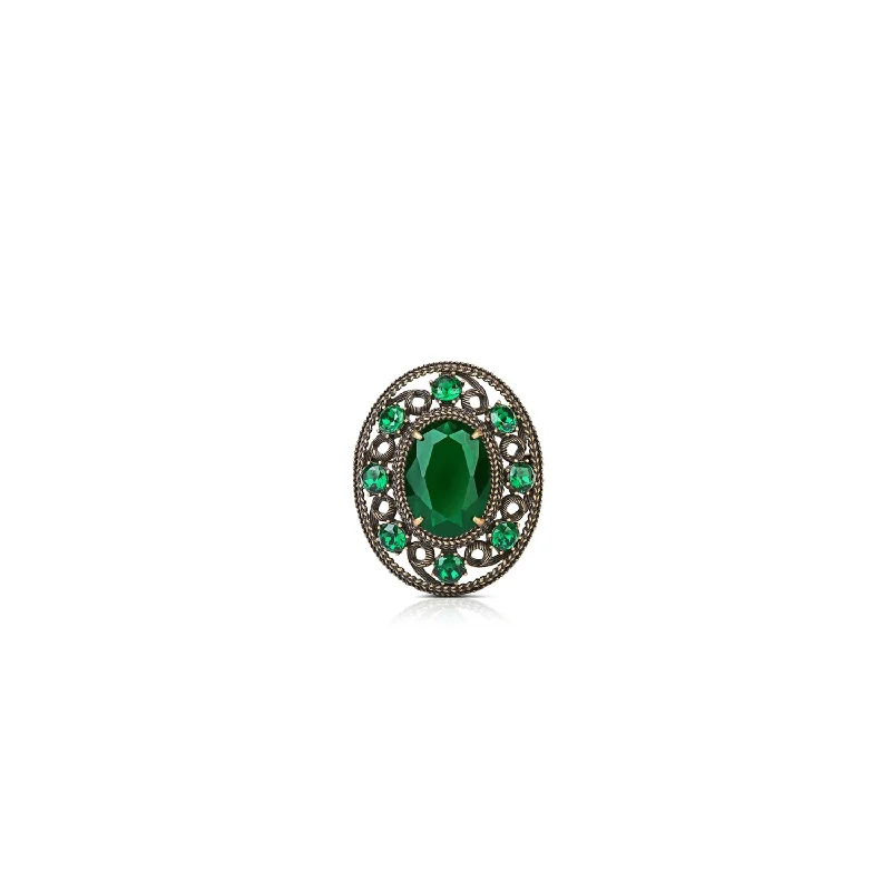 Newbridge Green Stone Oval Brooch