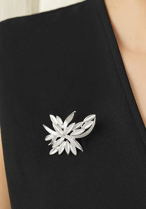 Newbridge Silverware Plated Leaf Brooch, Silver