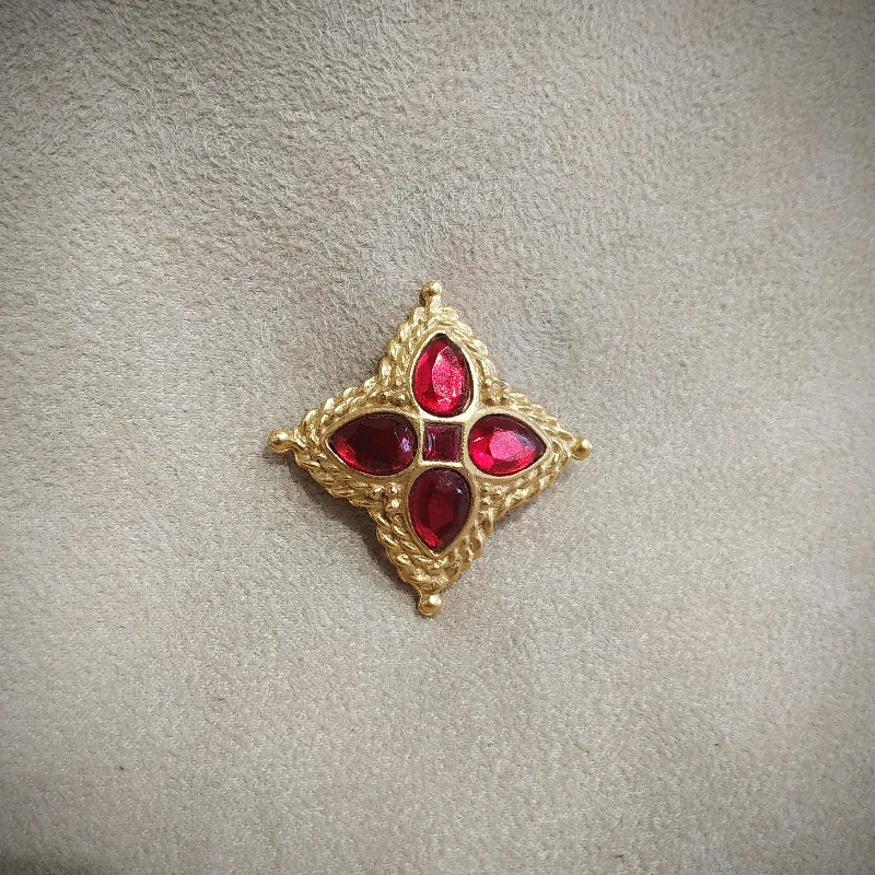 Red star cross Brooch by Rima Ariss Gold