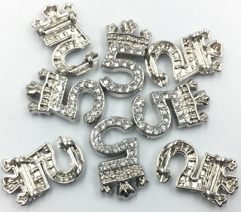 Silver Crown 5 Shaped Badge