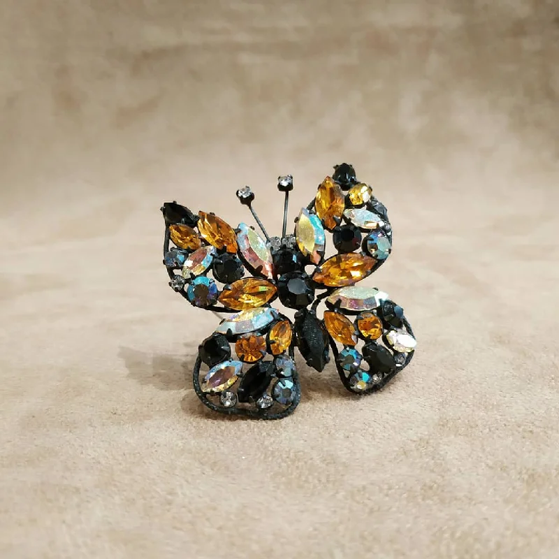 Amber Crystal Butterfly brooch by Regency