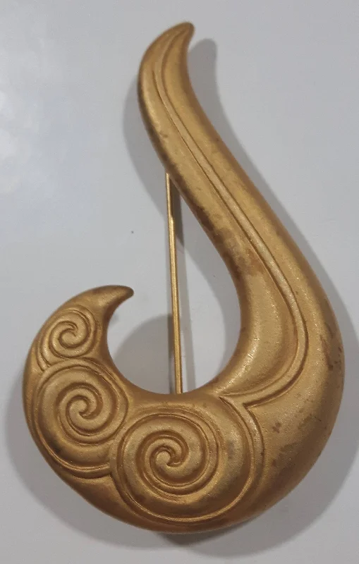 Swirl Pattern Music Note Style Golden Tone Metal Brooch Pin