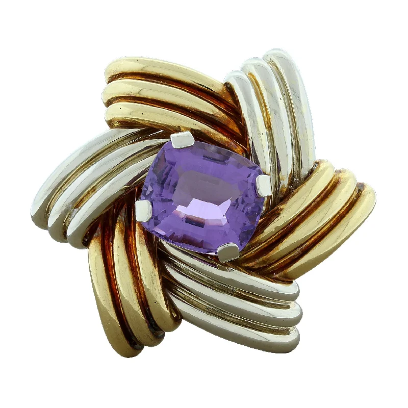 Tiffany & Co. Amethyst Star Gold Brooch