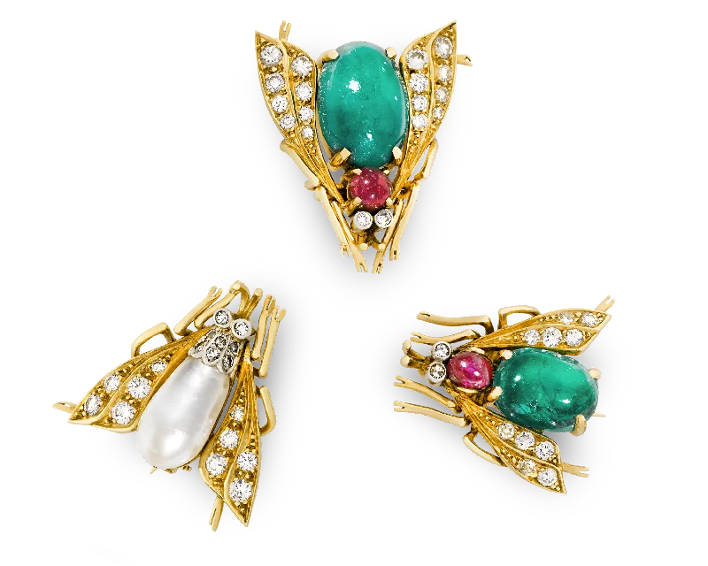 Van Cleef & Arpels Emerald Bee Pins