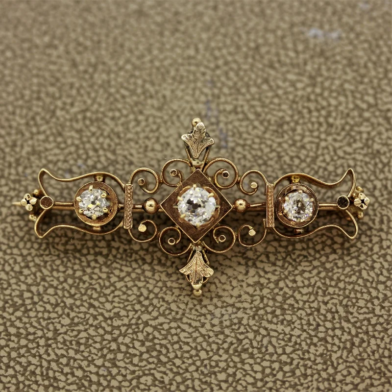 Victorian Diamond Gold Pin Brooch