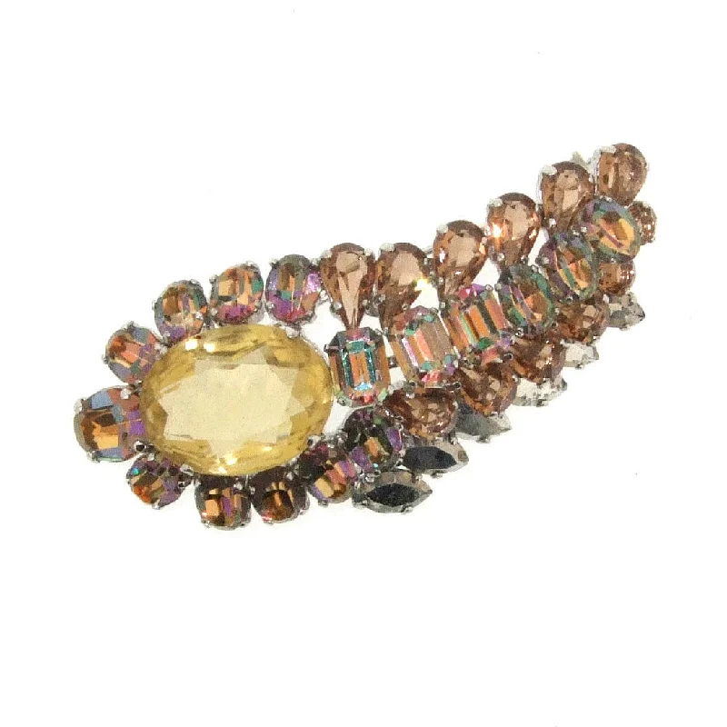 Vintage 1958 Christian Dior  Brooch Brown Crystal