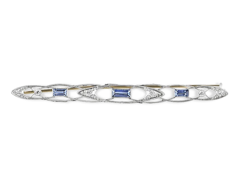 Yogo Montana Sapphire Bar Pin, 1.00 Carat