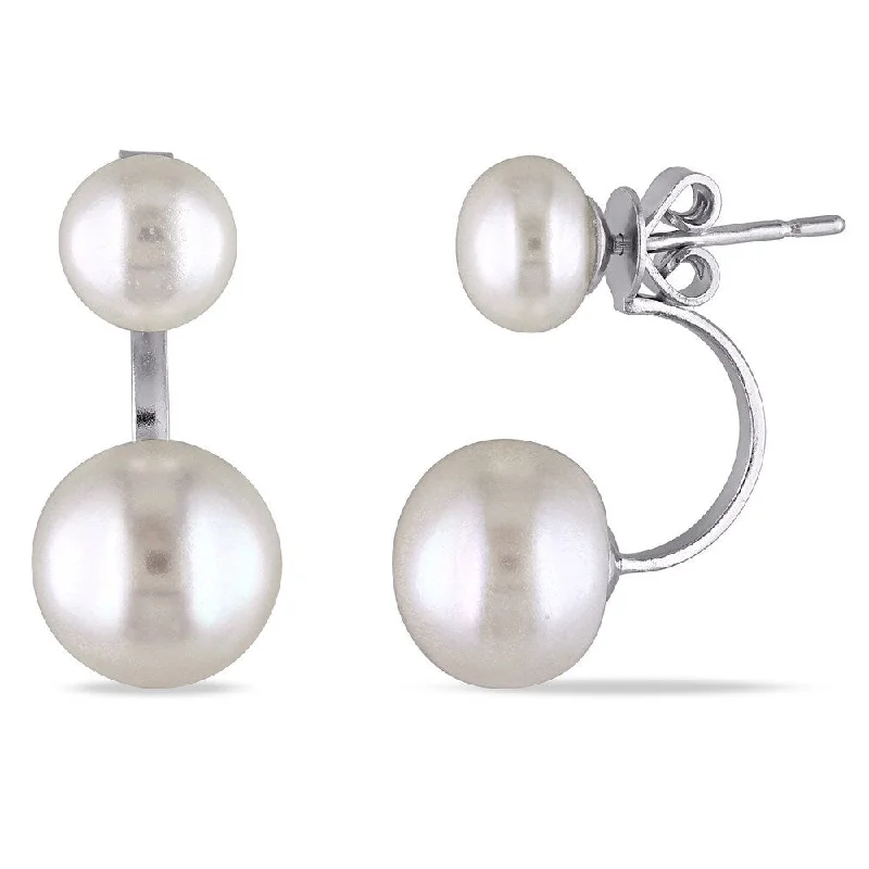 Miadora Sterling Silver Freshwater White Pearl Dangle Earrings