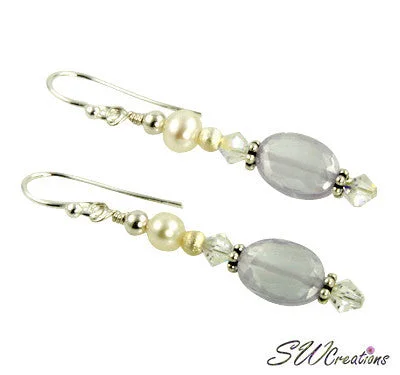 Lavender Cubic Zirconia Pearl Beaded Earrings