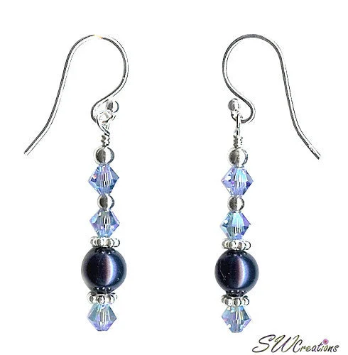 Ocean Mist Crystal Pearl Silver Earrings